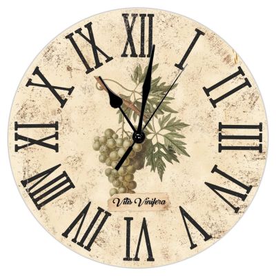 Vintage Grape Bar Decor Wood Wall Clock 10Inch Round Clocks Wine Bar Decor Wall Clocks Silent Non-Ticking Clock Shabby Chic for Home Office School Birthday Housewarming Gift to Friends