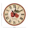 Cherry Retro Wooden Clock Non Ticking Operated Wood Wall Clocks French Cherry Clock Rustic Farmhouse for Laundry Room Bedroom Round Kitchen Decor Fruit Clock 15Inch Birthday Housewarming Gift view 2