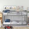 Harper & Bright Designs Low Bunk Bed Twin Over Twin, Wood Twin Bunk Bed Frame with Ladder and Guardrails, Kids Low Bunk Beds for Kids, Toddlers, Teens No Box Spring Needed (Gray) view 4