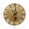 Vintage Fine Wines Quartz Art Clock Silent Non-Ticking Wooden Wall Clocks Vintage Grapes Wall Clock Farmhouse for Laundry Room Bedroom Round Clock 12Inch Birthday Housewarming Gift view 2
