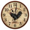 Farm Crowing Rooster Hen Wooden Clock Rustic Rooster Hen Good Morning Art Clocks Silent Non-Ticking Wall Clocks 15Inch Round Wall Clock Rustic for Living Room Bedroom Birthday Housewarming Gift view 1