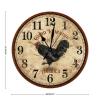 Farm Crowing Rooster Hen Wooden Clock Rustic Rooster Hen Good Morning Art Clocks Silent Non-Ticking Wall Clocks 15Inch Round Wall Clock Rustic for Living Room Bedroom Birthday Housewarming Gift view 2