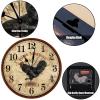 Farm Crowing Rooster Hen Wooden Clock Rustic Rooster Hen Good Morning Art Clocks Silent Non-Ticking Wall Clocks 15Inch Round Wall Clock Rustic for Living Room Bedroom Birthday Housewarming Gift view 3