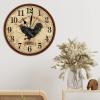 Farm Crowing Rooster Hen Wooden Clock Rustic Rooster Hen Good Morning Art Clocks Silent Non-Ticking Wall Clocks 15Inch Round Wall Clock Rustic for Living Room Bedroom Birthday Housewarming Gift view 4