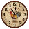 Hen Themed Rooster Art Clock Rustic Rooster Hen Good Morning Hanging Wall Clocks Silent Non-Ticking Wall Clock 15Inch Round Wall Clock Shabby Chic for Bathroom Bedroom Birthday Housewarming Gift view 1
