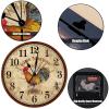 Hen Themed Rooster Art Clock Rustic Rooster Hen Good Morning Hanging Wall Clocks Silent Non-Ticking Wall Clock 15Inch Round Wall Clock Shabby Chic for Bathroom Bedroom Birthday Housewarming Gift view 3