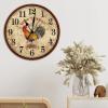 Hen Themed Rooster Art Clock Rustic Rooster Hen Good Morning Hanging Wall Clocks Silent Non-Ticking Wall Clock 15Inch Round Wall Clock Shabby Chic for Bathroom Bedroom Birthday Housewarming Gift view 4