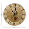 Vintage Fine Wines Quartz Wood Wall Clock Non Ticking Silent Wood Wall Clocks Purple Grape Rustic Wall Clocks Country Tuscan Style for Kitchen Bedroom Office Round Clock 10Inch Birthday Gift view 2