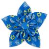 THE WORTHY DOG Flower Collar Attachment for Dogs & Cats Soft Printed Polyester, Touch Fastener, Attaches to Any Collar - Menorah Pattern, Blue, Large view 1