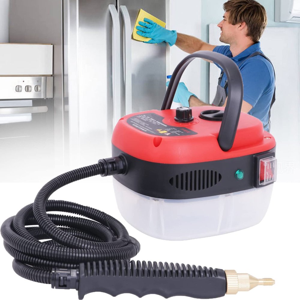 wzfdm High Pressure Steam Cleaner, 2500W Handheld High Temp Portable Cleaning Machine, for Home Use Grout Tile Car Detailing Kitchen Bathroom,Red
