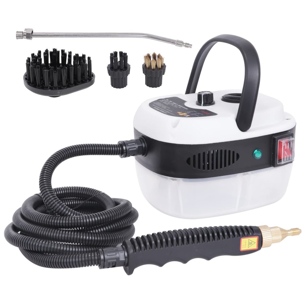 wzfdm Handheld Steam Cleaner with Extension Hose,-Piece Accessory Set, Chemical-Free Cleaning,White