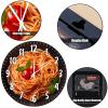 Spaghetti Tomato Italy Noodles Wooden Decorative Wall Clock 12Inch Round Clocks Food Kitchen Decorative Wall Clocks Silent Non-Ticking Clock Restaurant Clock Modern Decor for Kitchen Dinning Room view 3