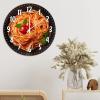 Spaghetti Tomato Italy Noodles Wooden Decorative Wall Clock 12Inch Round Clocks Food Kitchen Decorative Wall Clocks Silent Non-Ticking Clock Restaurant Clock Modern Decor for Kitchen Dinning Room view 4