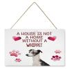 A House is Not AHome Without A Whippet Wood Door Sign, Rustic Wall Door Hanging Sign 10"x16", Funny Farmhouse Wall Hanging Sign Plaque for Home Front Door Entryway view 1