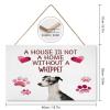 A House is Not AHome Without A Whippet Wood Door Sign, Rustic Wall Door Hanging Sign 10"x16", Funny Farmhouse Wall Hanging Sign Plaque for Home Front Door Entryway view 2