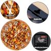 Barbecue BBQ Steak Hanging Wall Clock Non Ticking Operated Wall Clocks Food Kitchen Decor Wall Clocks for Kitchen Bedroom Office Restaurant Wall Decor 10Inch Round Clock Birthday Housewarming Gift view 3