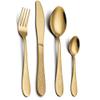 24 Piece Matte Gold Silverware Set for 6 Stainless Steel Flatware Cutlery Set, Modern Design Kitchen Utensils Tableware Set for Home Restaurant, Mirror Finish, Dishwasher Safe view 1