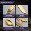 24 Piece Matte Gold Silverware Set for 6 Stainless Steel Flatware Cutlery Set, Modern Design Kitchen Utensils Tableware Set for Home Restaurant, Mirror Finish, Dishwasher Safe view 4