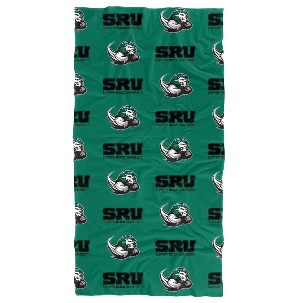 LOGOVISION Slippery Rock University Beach Towel/Bath Towel, 30"x60" Logo Pattern