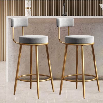 Natliedop Set of 2 Bar Stool, with Back and Footstool, for Kitchen Pub Counter Back Stool 330 LBS Bear Capacity (Seat Height 25.6in/29.5in)