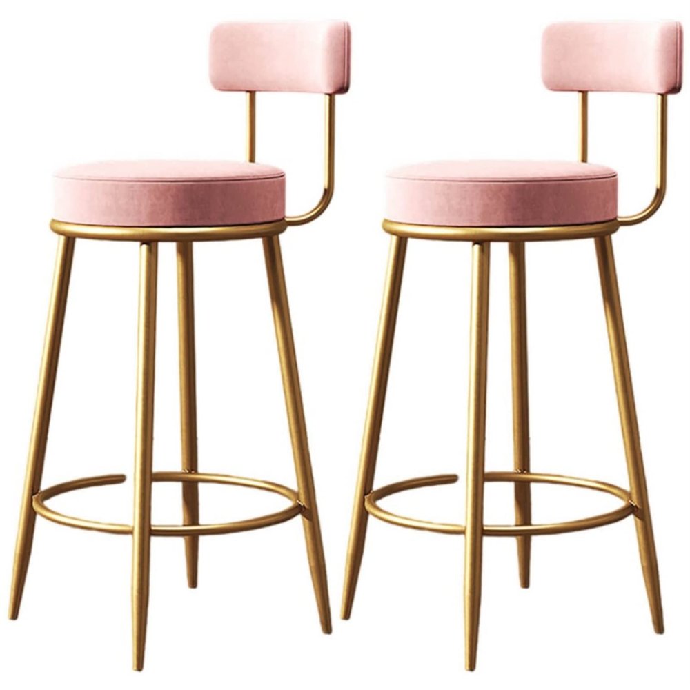 Natliedop Barstools Set of 2, Bar Stool Upholstered Counter Hight Barstools with Gold Legs, Kitchen Counter Bar Chairs with Back, 330 LBS Capacity
