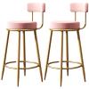 Natliedop Barstools Set of 2, Bar Stool Upholstered Counter Hight Barstools with Gold Legs, Kitchen Counter Bar Chairs with Back, 330 LBS Capacity view 1