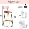 Natliedop Barstools Set of 2, Bar Stool Upholstered Counter Hight Barstools with Gold Legs, Kitchen Counter Bar Chairs with Back, 330 LBS Capacity view 3