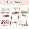 Natliedop Barstools Set of 2, Bar Stool Upholstered Counter Hight Barstools with Gold Legs, Kitchen Counter Bar Chairs with Back, 330 LBS Capacity view 4