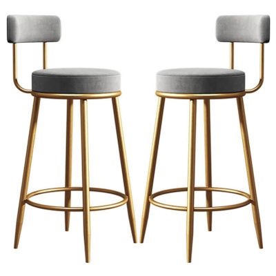 Bar Stools Set of 2 Barstools Velvet Stool Bar Chairs with Back and Footstool, Non-Slip Feet, Bar Stool Kitchen Stools Dining Chairs (Seat Height 25.6in/29.5in)