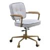 Acme Siecross Office Chair with Wooden Arm in Vintage White Top Grain Leather view 1