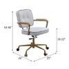 Acme Siecross Office Chair with Wooden Arm in Vintage White Top Grain Leather view 3