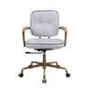 Acme Siecross Office Chair with Wooden Arm in Vintage White Top Grain Leather view 4