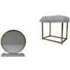 Acme Adao Vanity Mirror & Stool in Faux Fur Mirror White & Chrome Finish view 1