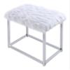 Acme Adao Vanity Mirror & Stool in Faux Fur Mirror White & Chrome Finish view 2