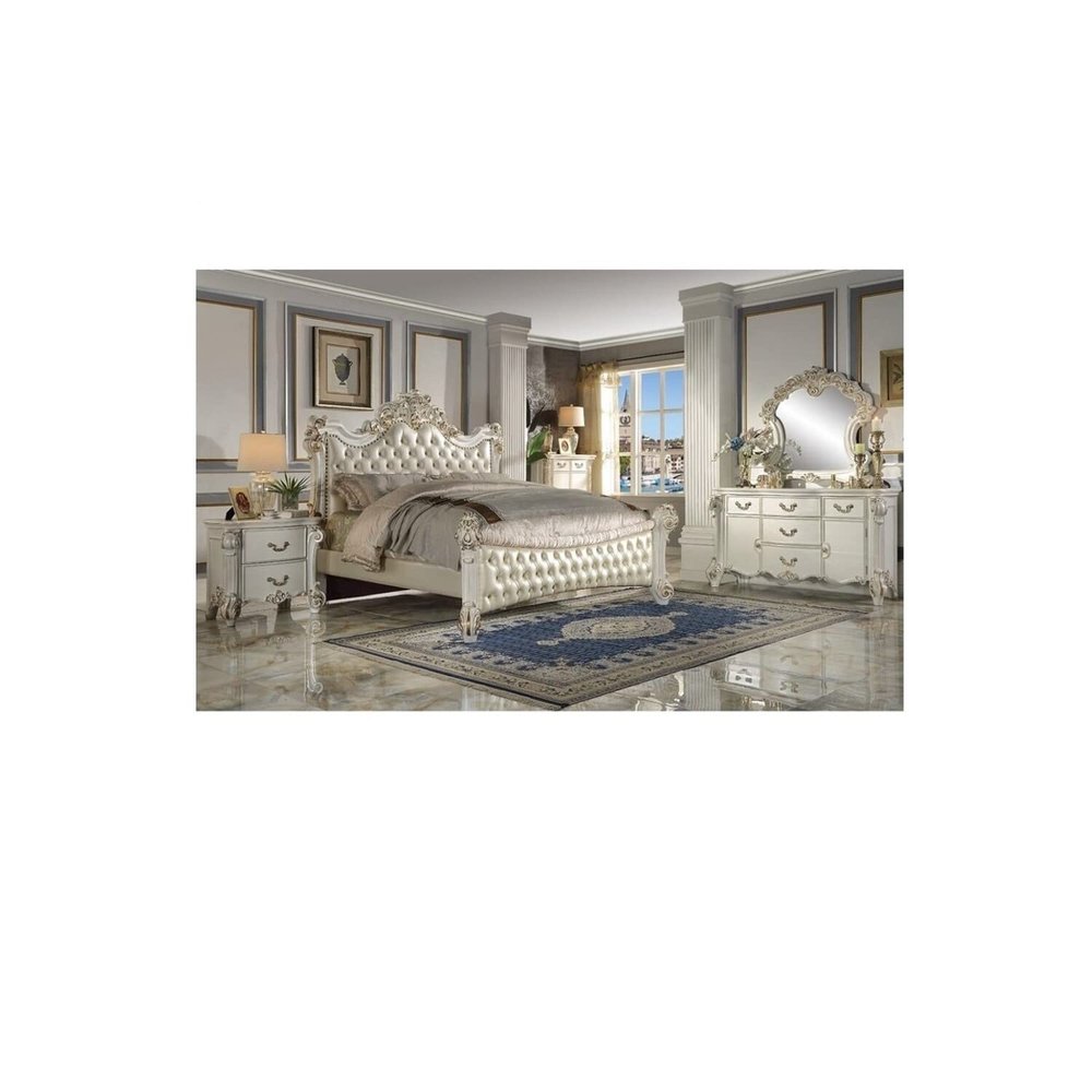 Acme Vendome Wooden Frame Mirror in Antique Pearl
