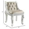 Acme Furniture PU Upholstered Vanity Stool, Beige/Antique White view 2