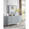 Acme Gaines Rectangle Wooden Frame Mirror in Gray High Gloss view 2