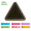 [10 Pack] Black Triangular Plastic Serving Tray with Clear Dome Lid 16x16x4 - Triangle Black Catering Tray Serving Platter Stackable - Dessert Carrier Great for Catering, Restaurants, Delivery, to Go view 2
