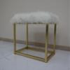 Acme Adao Vanity Mirror & Stool in Faux Fur Mirror Pink & Gold Finish view 3