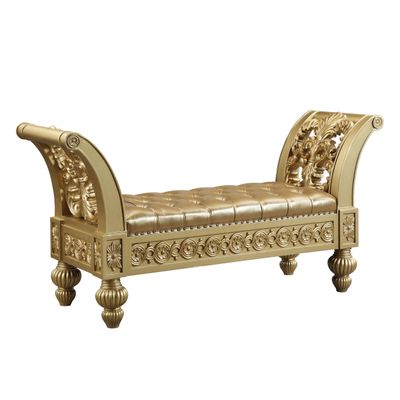 Acme Seville Bench in Synthetic Leather & Gold