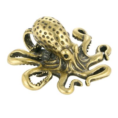 VOSAREA Chinese Brass Octopus Decor Statue Figurines for Animal Sculpture Collectibles Brass Octopus Ornament