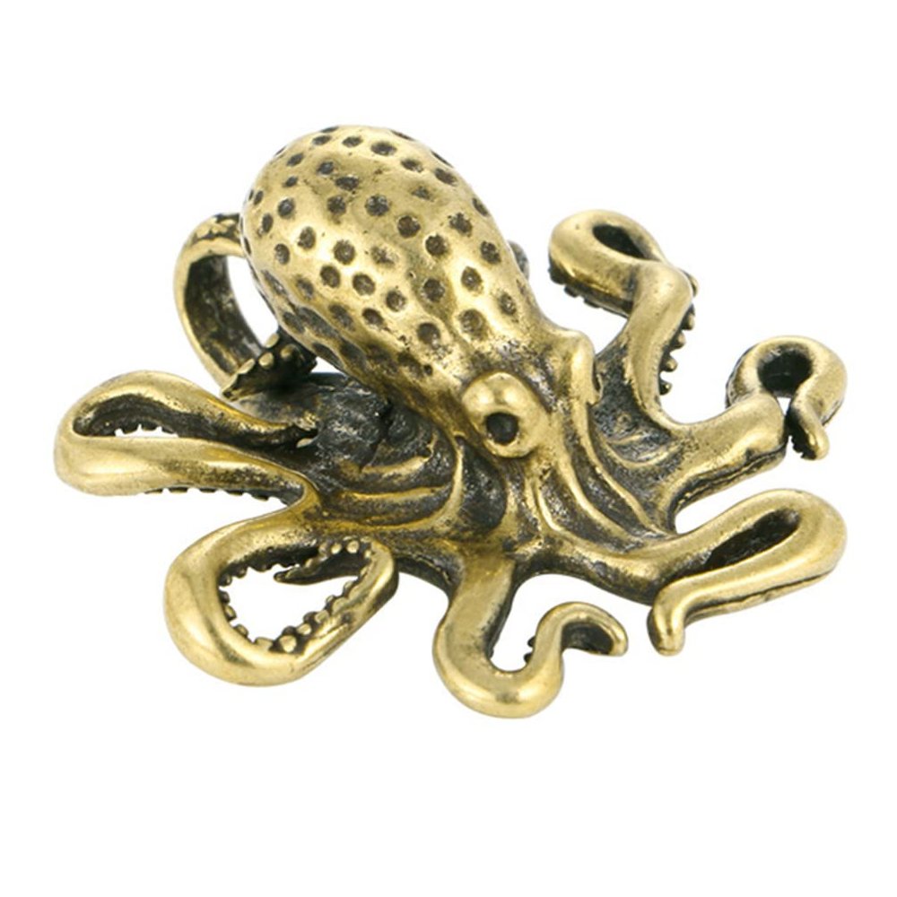 VOSAREA Chinese Brass Octopus Decor Statue Figurines for Animal Sculpture Collectibles Brass Octopus Ornament