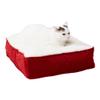 Happy Hounds Willow Rectangle Reversible Sherpa Pillow Cat Bed, Crimson view 1