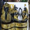 Ebros Gift Black and Gold Ancient Egyptian Monuments Pharaoh Pyramid Anubis and Horus Sculptural Business Card Holder with Hieroglyphs Historical Dynasty King Tutankhamun Gods of Egypt Figurine view 2