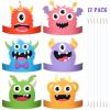 Aoriher 12 Pcs Monster Paper Hats Halloween Party Headbands for Boys Girls view 1