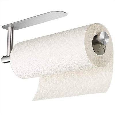 Kitchen Bathroom New Hot Fashion Self-Adhesive Tissue Roll Holder Portable Paper Towel Rack for Kitchen Bathroom Silver,Silver