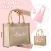 Saintrygo 6 Pack Bridesmaid Tote Bags Burlap Wedding Gift Bags with Handles & Pink Ribbon, 9.8 x 7.9 x 5 Inch Reusable Party Favor Bag for Bride Wedding Bachelorette Party(9.84 x 7.87 x 4.92'') view 2