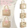 Saintrygo 6 Pack Bridesmaid Tote Bags Burlap Wedding Gift Bags with Handles & Pink Ribbon, 9.8 x 7.9 x 5 Inch Reusable Party Favor Bag for Bride Wedding Bachelorette Party(9.84 x 7.87 x 4.92'') view 3