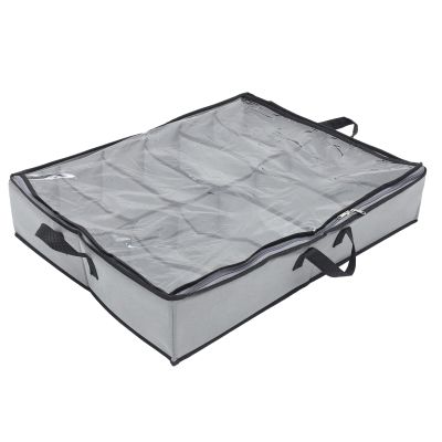 Cabilock Zipper Style Storage Box with Transparent Cover for under Bed Shoe Organization Non-woven Compartments for Various Shoe Types Easy to Use and Store