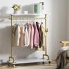 Child Clothing Rack, Kids Garment Rack Dress-up Closet, Rolling Pipe Open Clothes Rack with Storage Shelf, Industrial Wood Metal Clothes Organizer (two tiers one hanging rod kids garment rack) view 1